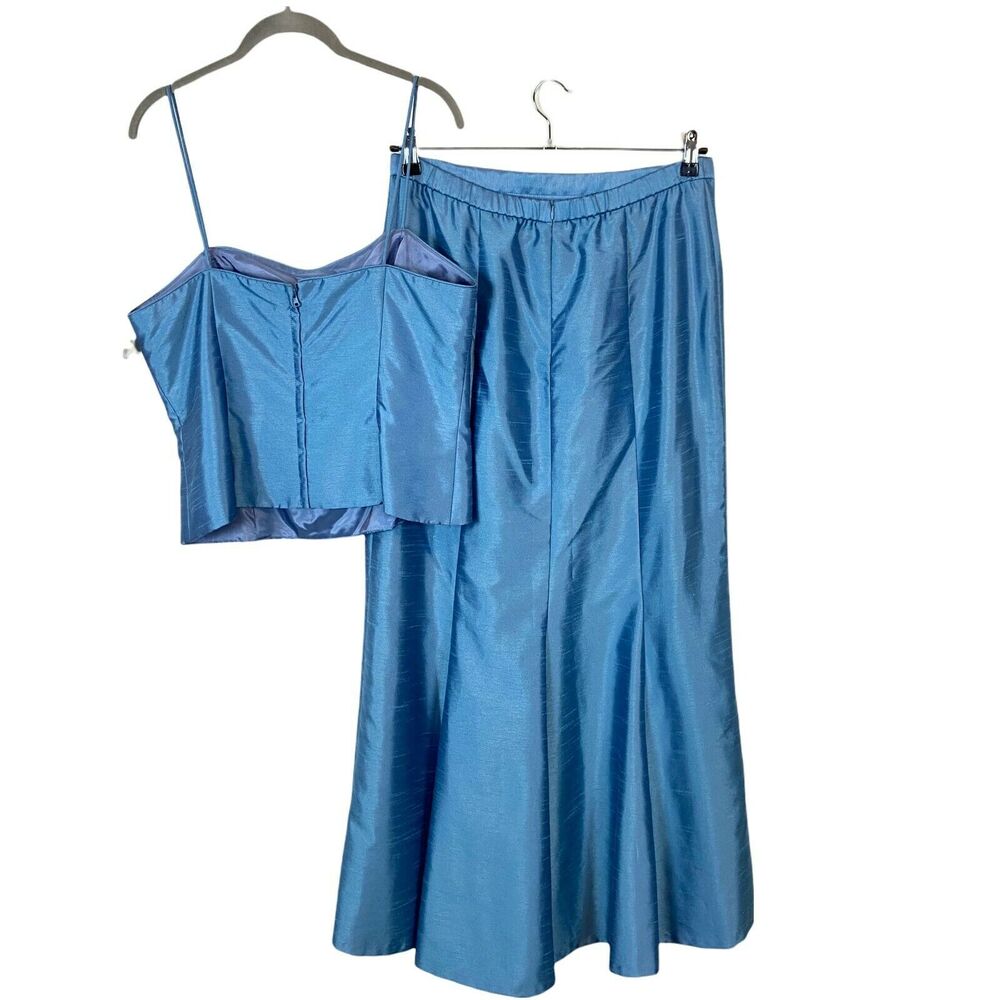 Formal Skirt Set Vintage Alex Evenings Women's Dusty Blue Satin Back Zip size 16